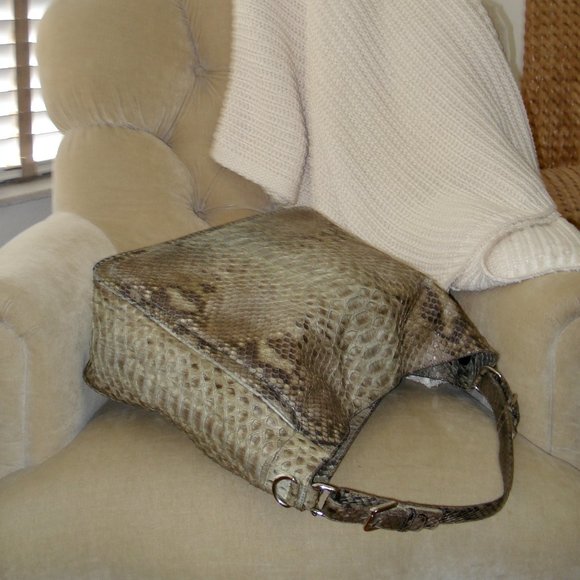 VTG Auth EILEEN KRAMER Genuine Python Slouchy Hobo Satchel Bag - Picture 3 of 6